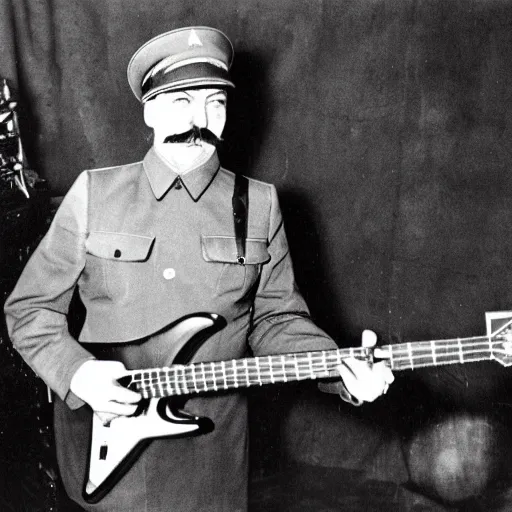 Prompt: joseph stalin playing bass guitar