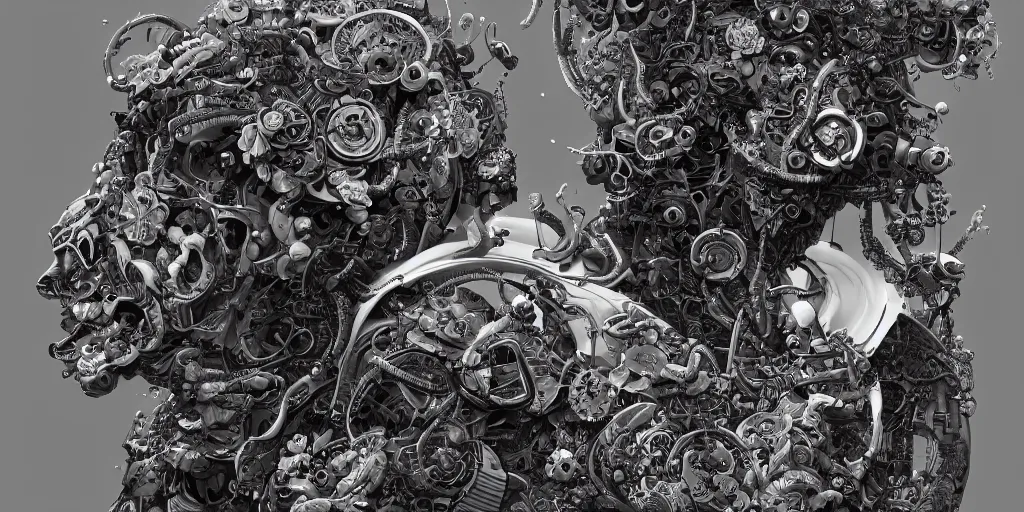 Prompt: hyperrealistic photography of a highly detailed and symmetrical cyborg crafting a machine that makes black flowers covered in white cream in the style of Jin Kagetsu, James Jean and wlop, highly detailed, masterpiece, award-winning, sharp focus, intricate concept art, ambient lighting, 8k, artstation