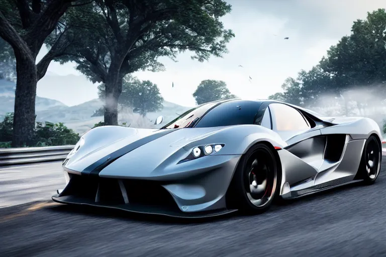 Image similar to photo wallpaper sport car gran turismo 7 forza horizon need for speed fast and furious 5 unreal engine supercar hypercar game concept car octane render, 4 khd 2 0 2 2 3 d cgi rtx style chrome reflexion global illumination ray tracing hdr arstation pixar and disney unreal