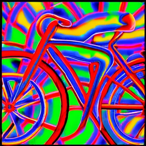 Image similar to psychedelic bicycle, grid art