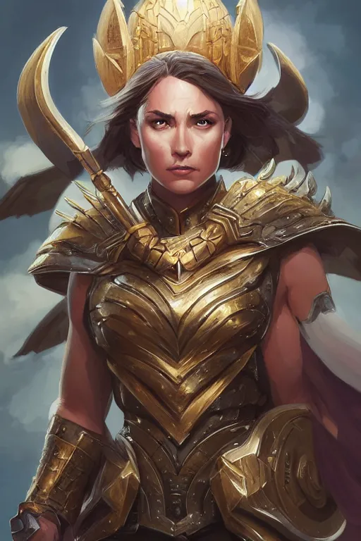 Image similar to amazon valkyrie athena, d & d, fantasy, portrait, highly detailed, headshot, digital painting, trending on artstation, concept art, sharp focus, illustration, art by artgerm and greg rutkowski and magali villeneuve