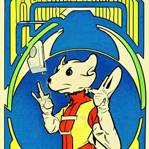 Prompt: a cute anthropomorphic rat girl. she is dressed as an astronaut. well composed, clean elegant painting, beautiful detailed face. comic book art by steve ditko and jack kirby and ( alphonse mucha )