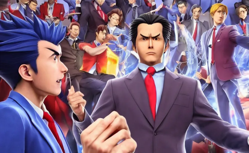 Prompt: Phoenix Wright from Capcom's Ace Attorney video game in real life, photorealistic, 8K, highly detailed