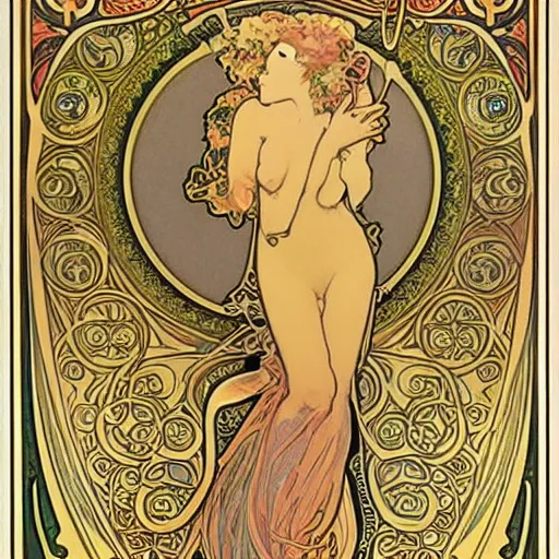 Image similar to intricate, hightly detailed, alphonse mucha