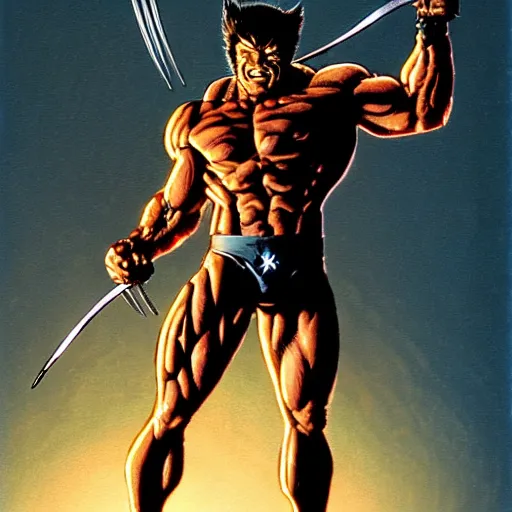 Image similar to Weapon X Wolverine, atmospheric lighting, painted, intricate, golden hour, ultra detailed by Jim Lee, Rob Liefeld, Barry Windsor Smith