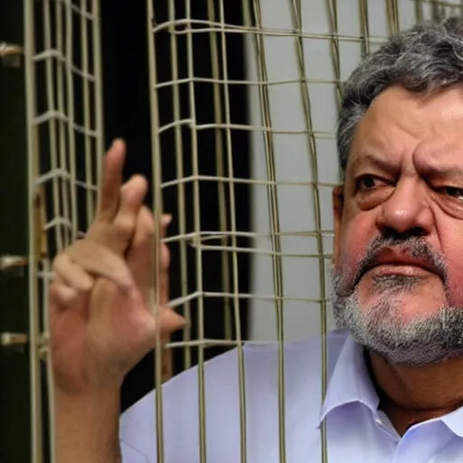 Image similar to Presidente LULA in Jail prison crying