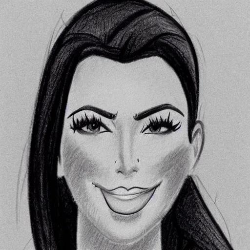 Image similar to milt kahl pencil sketch of kim kardashian