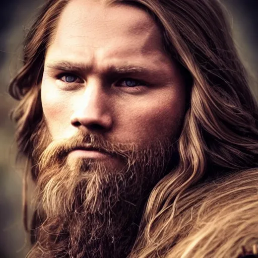 Prompt: hyperrealistic photograph of a brown-haired viking Jesus Christ, 8k, profile picture, cinematic, high contrast, epic real fantasy, stoic facial expression, looking at the camera