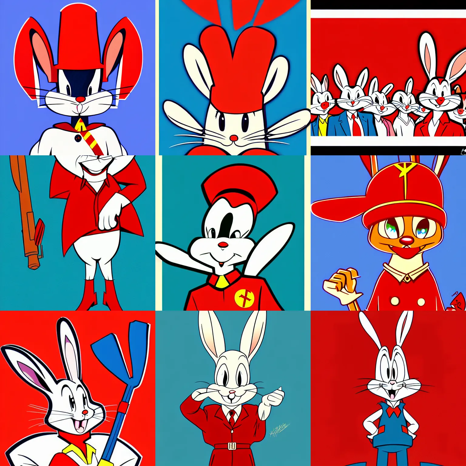 Prompt: picture bugs - bunny soviet union 1 9 6 0 cartoon style looney tunes beautiful, cute, illustration detailed, well done picture high quality, artstation red alert, comminism, hammer and sickle