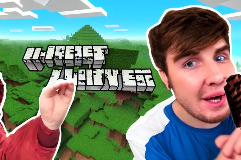 Image similar to 2 4 hours minecraft survival on 1 heart youtube thumbnail mrbeast