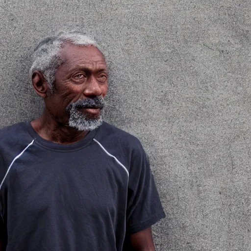 Prompt: award - winning rugged old black man extremely tired after running