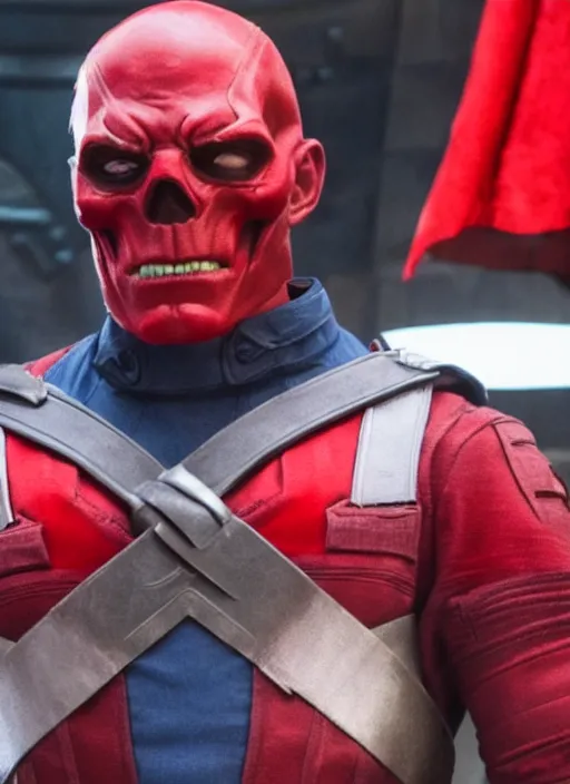 Prompt: movie still of tom selleck as red skull in the first avenger, 4 k