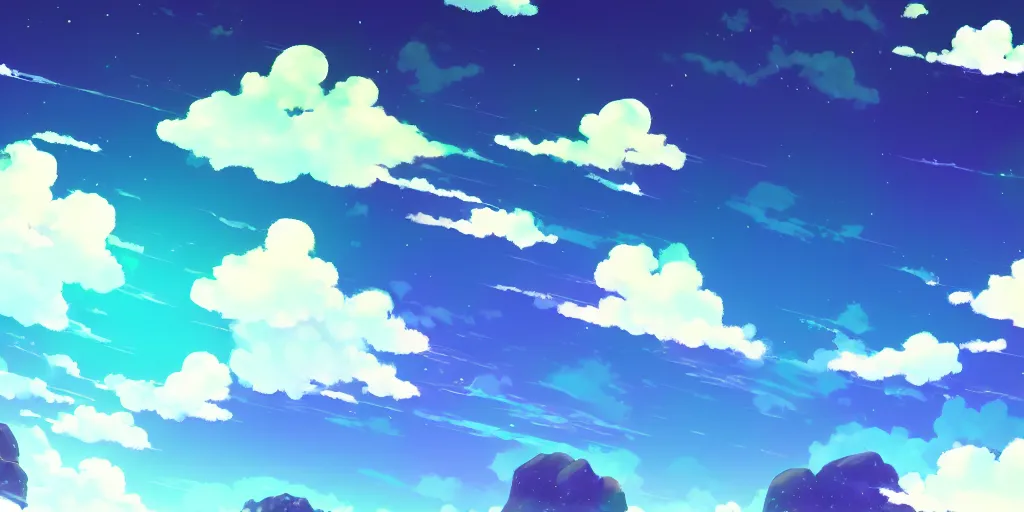 Image similar to A background for an anime-themed social media profile sky bright clouds bloom effect from Skyrim blender studio ghibli clouds