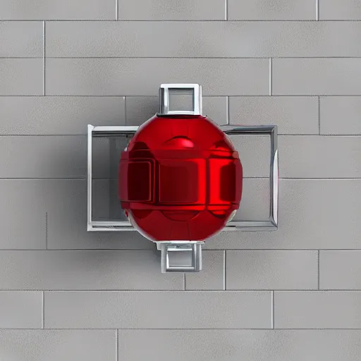 Prompt: chrome spheres on a red cube, schematic