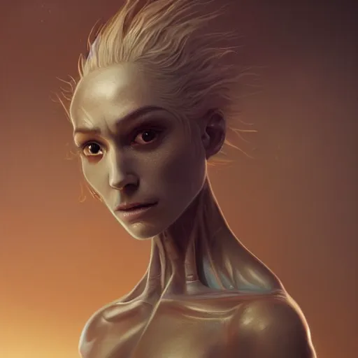 Image similar to realistic character concept of meeseeks, elegant pose, scifi, illustration, slender symmetrical face and body, artstation, cinematic lighting, hyperdetailed, cgsociety, 8 k, high resolution, inpirate by charlie bowater, tom bagshaw, insanely detailed and intricate, beautiful, elegant, golden ratio, dark fractal background, vfx, art deco, postprocessing