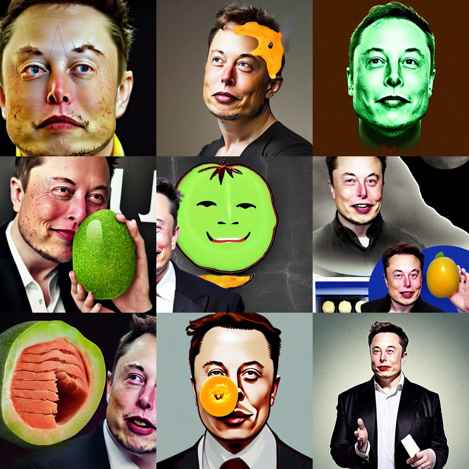 Prompt: elon musk's face made of muskmelon