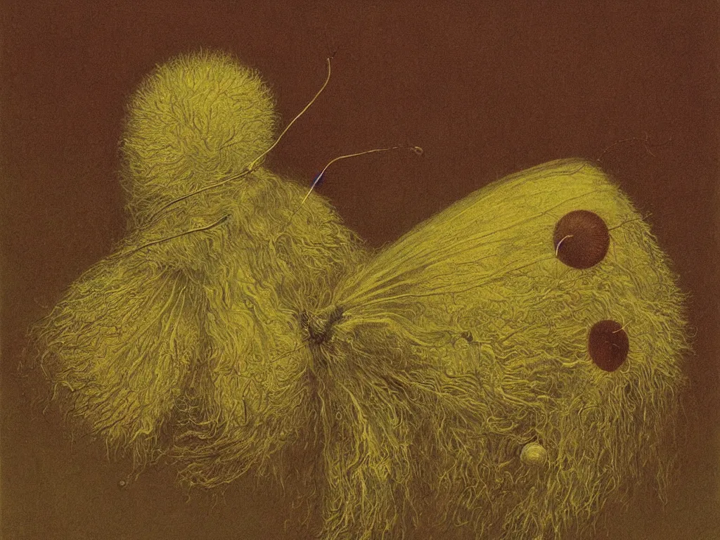 Prompt: The face of a strange puffy moth. Painting by Beksinski, Walton Ford