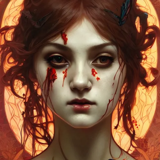 Image similar to beautiful zombie girl, intricate, art by artgerm and greg rutkowski and alphonse mucha and william - adolphe bouguereau, high detailed, 4 k,