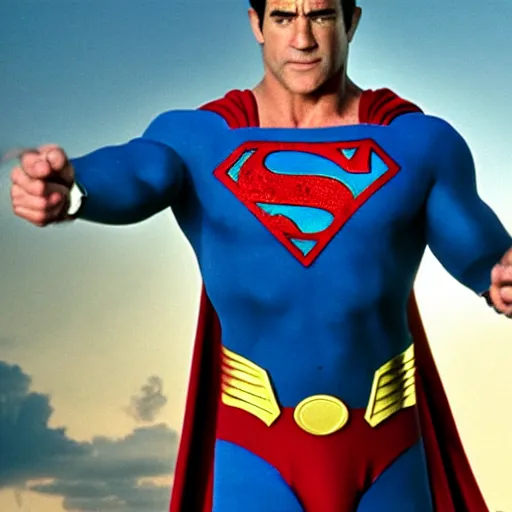 Prompt: Mel Gibson as superman, movie still, 4K, high quality