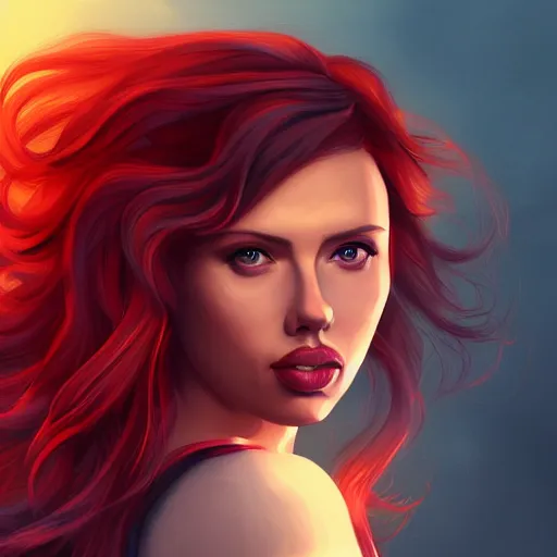 Prompt: scarlet Johansson in the style of a fantasy hero, digital art, artstation