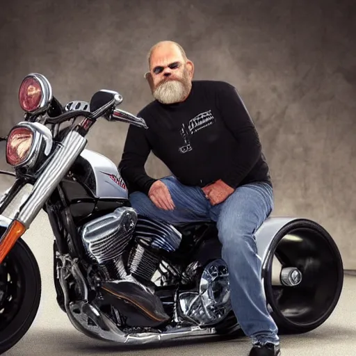 Prompt: Paul Teutul senior mixed with a walrus from American Chopper