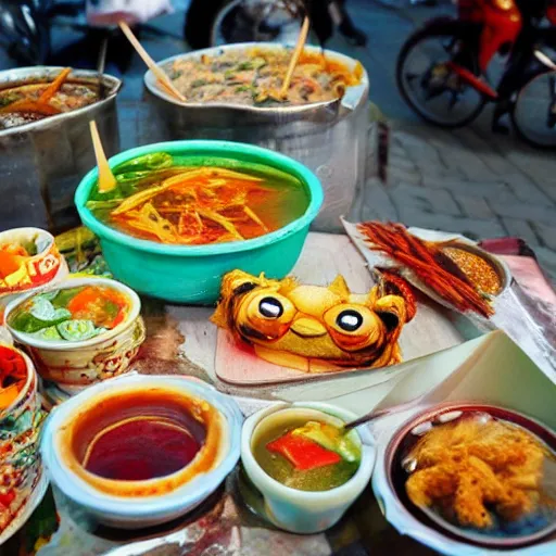 Prompt: chinese street food, pop surrealism