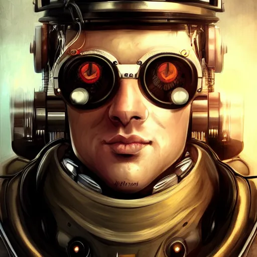 Prompt: Portrait of a cybernetic man, steampunk, digital art, artstation, detailed, realistic