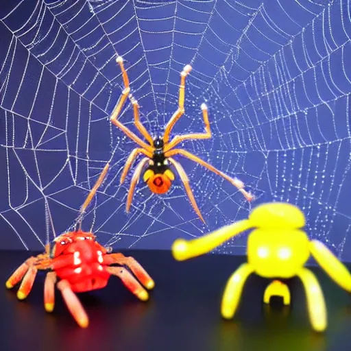 Prompt: spider battle bot fighting a real spider, space theme