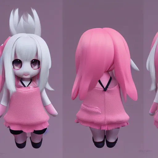 Image similar to cute fumo plush of a girl who loves to party, three point lighting, vray