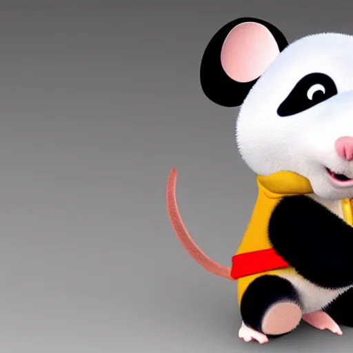 Prompt: jerry the mouse is riding a panda, cartoon tom and jerry series