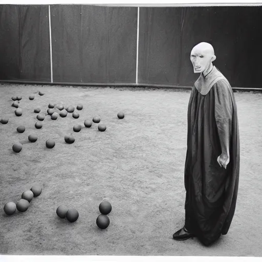 Prompt: portrait of nosferatu playing petanque, realistic photography