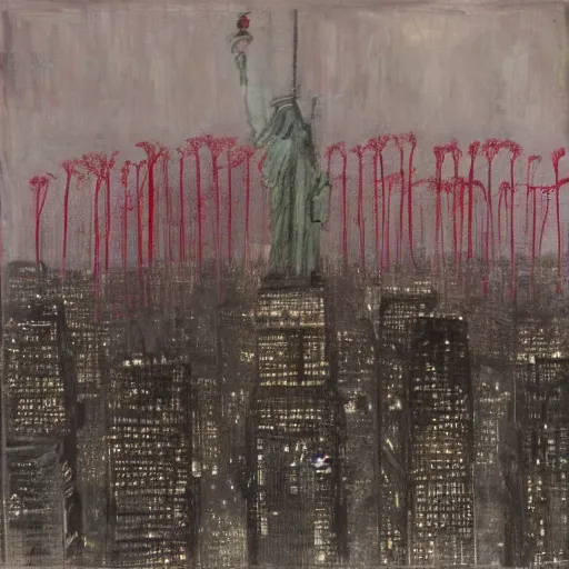 Image similar to new york 2 0 7 0, style by cy twombly