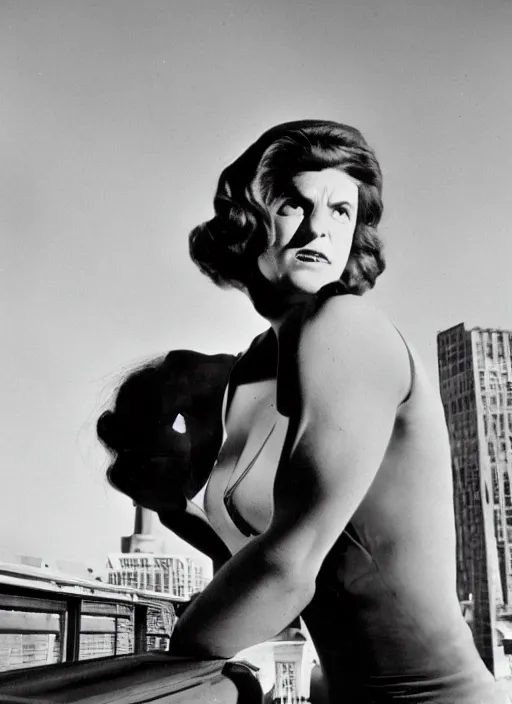 Prompt: a color photo portrait of she hulk in la by dorothea lange, dramatic lighting, 7 5 mm lens, sharp focus.