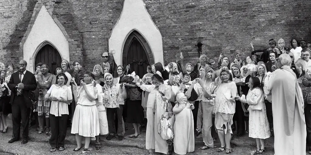 Image similar to church people welcoming photograph