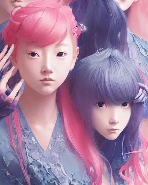 Prompt: Full shot of a beauty portrait anime schoolgirls under dark pink and blue water, intricate abstract. infrared, symmetrical facial features.concept art by D. Jun, by Mo Xiang Tong Xiu, by Igarashi Daisuke and WLOP and Ross Tran and William-Adolphe Bouguereau and Beeple. Key Art. Fantasy Illustration. award winning, Artstation, intricate details, realistic, Hyperdetailed, 8k resolution, 3d