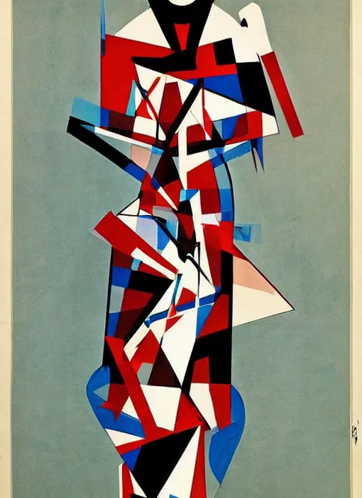 Prompt: constructivism monumental dynamic graphic super flat style figurative gnarly detailed portrait by avant garde painter and leon bakst, illusion surreal art, highly conceptual figurative art, intricate detailed illustration drawing, controversial poster art, geometrical drawings, no blur