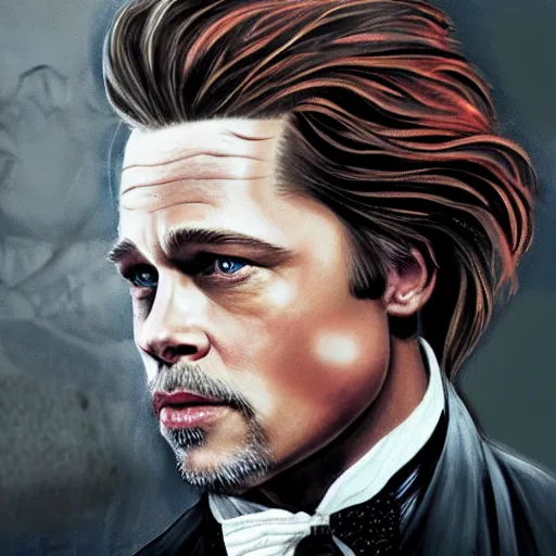 Prompt: Brad Pitt as Sweeney Todd in the style of Jon Foster