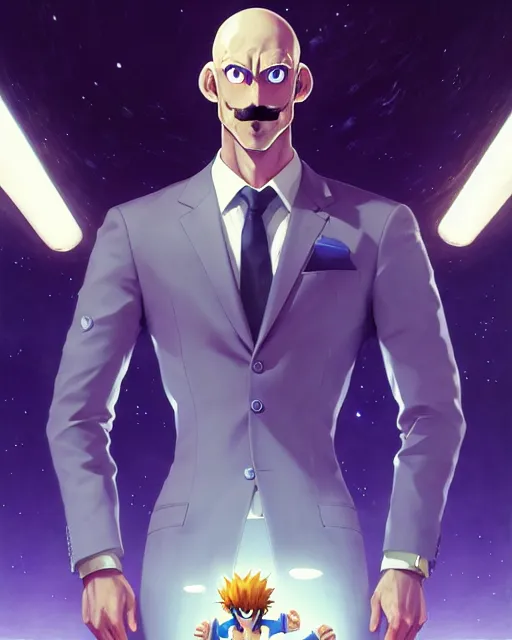 Prompt: gigachad luigi wearing a suit in the space lab, fantasy character portrait, ultra realistic, anime key visual like saitama, full body concept art like ernest khalimov, intricate details, highly detailed by greg rutkowski, ilya kuvshinov, gaston bussiere, craig mullins, simon bisley