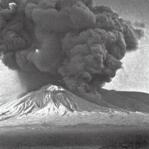 Prompt: photo of mount Vesuvius erupting in 1944, world war 2,