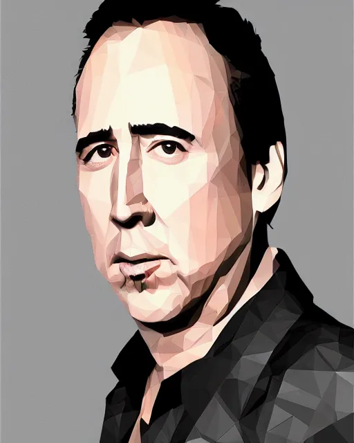 Prompt: nicholas cage, portrait, vector, low poly