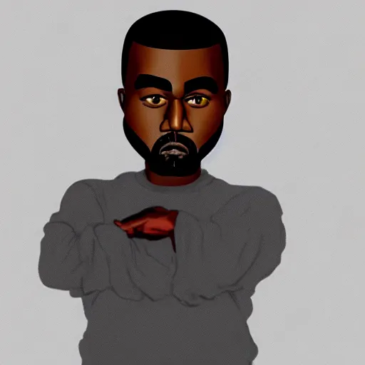 Image similar to a full body drawing of Kanye West in the style of Hideaki Anno, animation, concept art