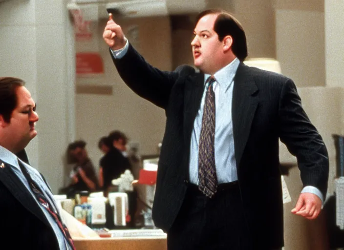 Image similar to !!!Kevin Malone!!! as Gordon Gecko in Wall Street 1987