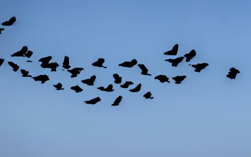Image similar to sky full of crows, canon eos r 3, f / 1. 4, iso 2 0 0, 1 / 1 6 0 s, 8 k, raw, unedited, symmetrical balance, in - frame,