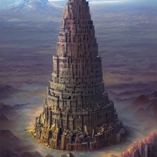 Image similar to The Tower of Babel, art by Donato Giancola, Craig Mullins, digital art, trending on artstation