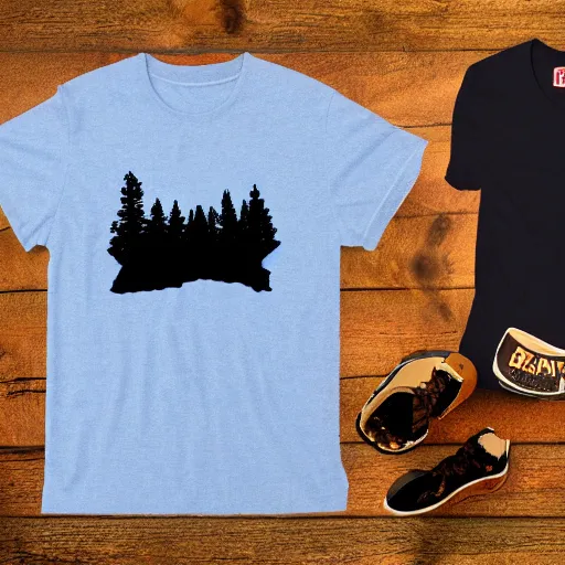 Image similar to souvenir, big bear lake California themed, t-shirt design, t-shirt photography, bears, mountains, lakes, trees