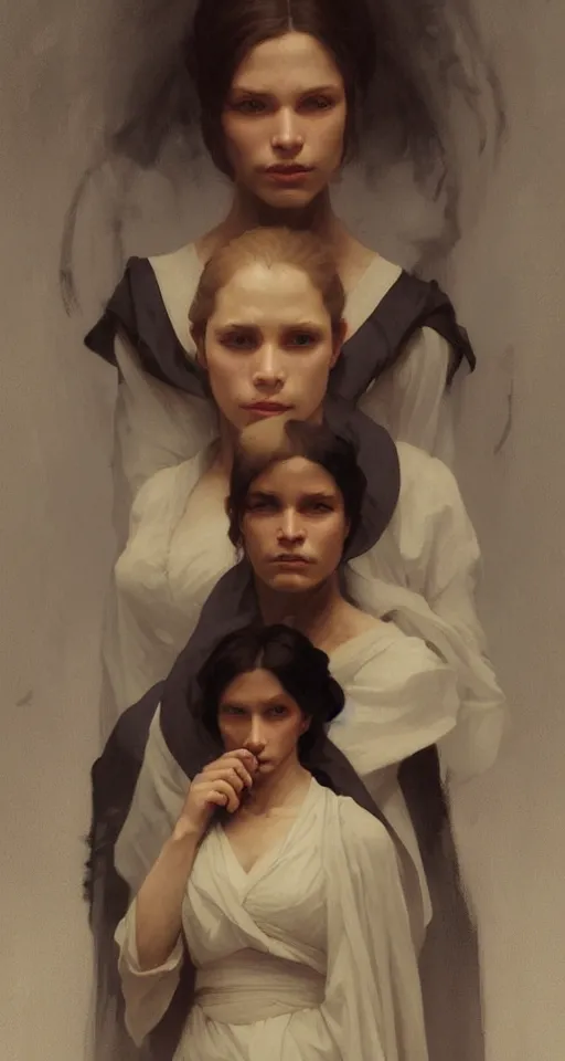 Image similar to a portrait painting of sith lords, art greg rutkowski and william - adolphe bouguereau