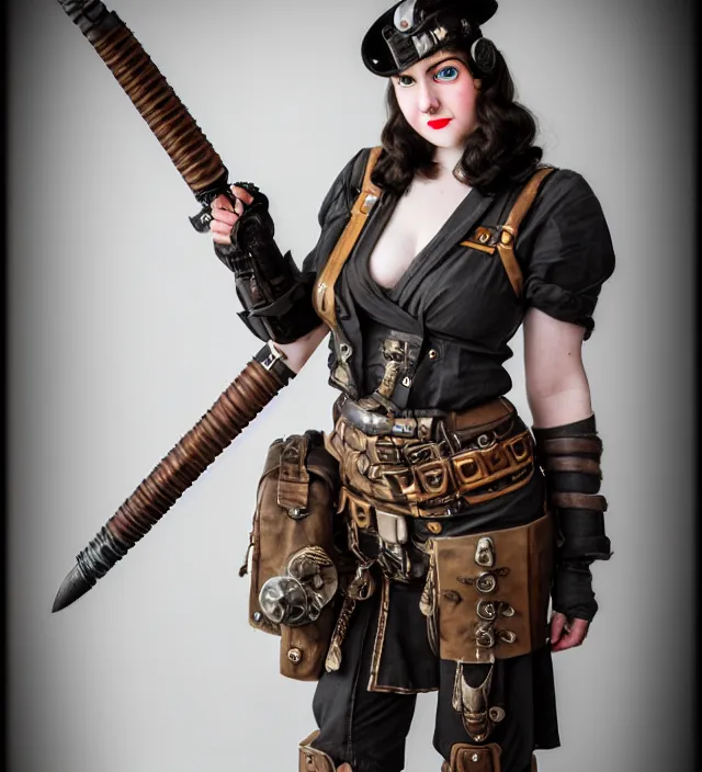 Image similar to full length photograph of a real - life very beautiful dieselpunk warrior. extremely detailed. dslr. 8 5 mm.