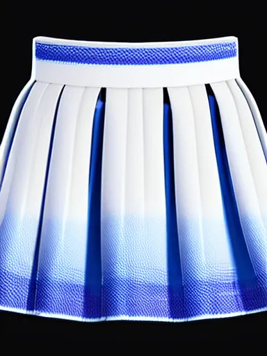 Prompt: studio photograph of a beautiful skirt, blue and white color scheme, vivid colors, photorealist, 4 k