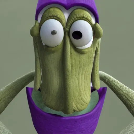 Image similar to squidward, 3d, cgi