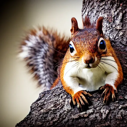 Image similar to studio photograph of alien squirrel hybrids